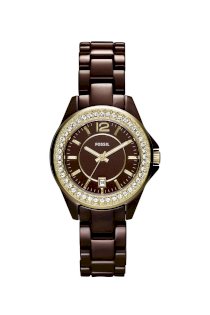Đồng hồ Fossil Watch, Women's Mini Riley Brown Ceramic Bracelet CE1055
