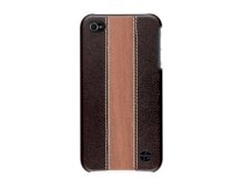 Trexta Snap On Wood & Leather on Brown iPhone 4