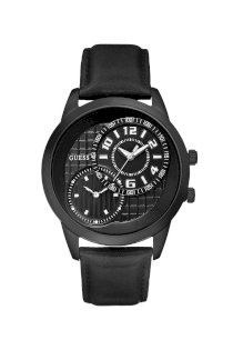Đồng hồ Guess Watch, Men's Black Leather Strap 46mm U11666G2