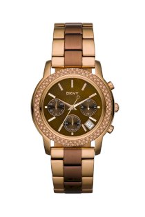 Đồng hồ DKNY Watch, Women's Chronograph Brown and Rose Gold Ion Plated Stainless Steel Bracelet NY8433