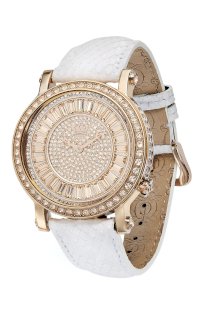 Đồng hồ Juicy Couture Watch, Women's Queen Couture White Embossed Leather Strap 43mm 1900850