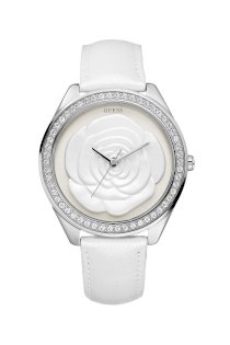 Đồng hồ Guess watch, Women's Rose Dial White Leather Strap 45mm U85111L1