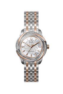 Đồng hồ Bulova Watch, Women's Precisionist Brightwater Diamond Accent Two Tone Stainless Steel Bracelet 98R153