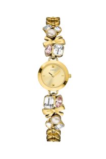 Đồng hồ Guess Watch, Women's Faux Pearl and Crystal Charm Gold Tone Bracelet 21mm U12627L1