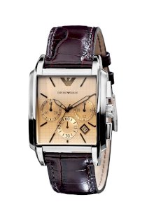 Đồng hồ Emporio Armani Watch, Men's Croc-Embossed Brown Leather Strap AR0479