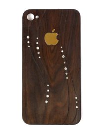 Nắp lưng iPhone 4 gỗ Mun mái tóc đính kim cương