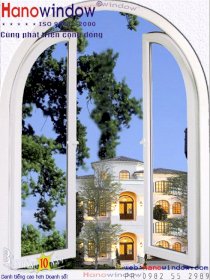 Cửa sổ nhựa uPVC Hanowindow mở quay hình vòm 02 cánh CSV-2