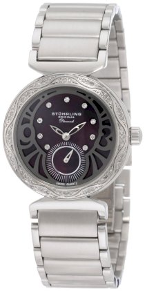 Stuhrling Original Women's 504B.121127 Soiree Elite Diamond Black Mother-Of-Pearl Dial Watch