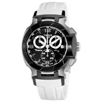 Tissot Men's T0484172705705 T-Race Black Chronograph Dial White Rubber Strap Watch