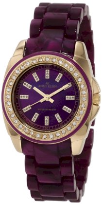 Đồng hồ AK Anne Klein Women's 10/9668PMPR Swarovski Crystal Accented Purple Marbleized Gold-Tone Bracelet Watch