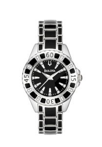 Đồng hồ Bulova Women's 98R129 Diamond Accented Case Bracelet Black Dial 