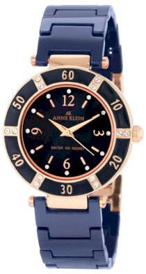 Đồng hồ AK Anne Klein Women's 109416RGBL Swarovski Crystal Rosegold-Tone and Blue Ceramic Bracelet Watch
