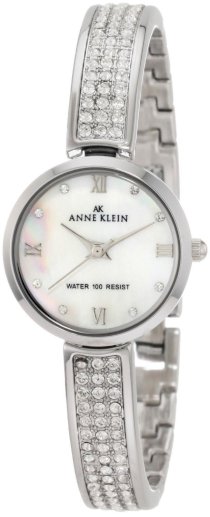 Đồng hồ AK Anne Klein Women's 10/9787MPSV Swarovski Crystal Accented Silver-Tone Half Bangle Watch