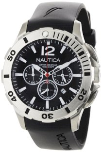 Nautica Men's N16564G BFD 101 Black Resin and Black Dial Watch