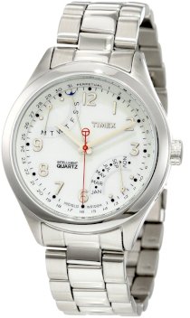 Timex Men's T2N506DH Intelligent Quartz T Series Perpetual Calendar White Dial Silver Case Bracelet Watch