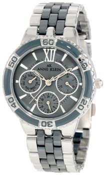 Đồng hồ AK Anne Klein Women's 10/9699GMGY Silver-Tone Grey Ceramic Bracelet Multi-Function Watch