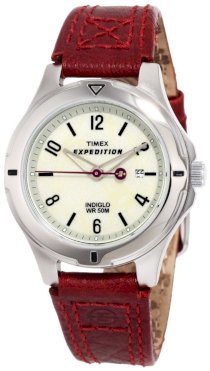 Timex Women's T498559J Expedition Burgundy Leather Field Watch