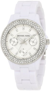 Michael Kors Quartz Acrylic Mini Madison Glitz White Dial Women's Watch MK5458