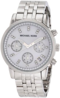 Michael Kors Watches Silver Chronograph with Stones