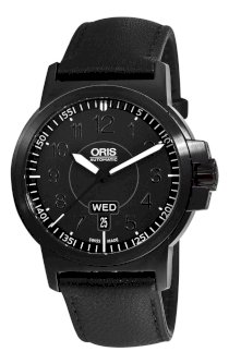Oris Men's 73576414764LS BC3 Black Dial Day Date Strap Watch