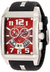Stuhrling Original Men's 255A.3317140 Sportsman Mad Man C-2 Swiss Quartz Chronograph Date Red Watch