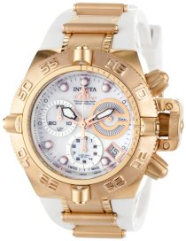 Invicta Women's 0537 Subaqua Noma IV Collection Chronograph 18k Rose Gold-Plated Stainless Steel and White Polyurethane Watch