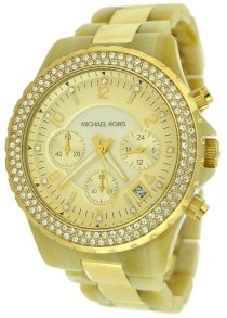 Michael Kors Quartz Mother of Pearl Horn Gold Band - Women's Watch MK5417