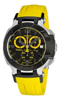 Tissot Men's T0484172705703 T-Race Quartz Yellow Strap Chronograph Dial Watch