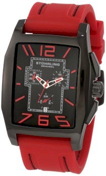 Stuhrling Original Men's 204A.3356H64 Sportsmans Fleet Street Swiss Quartz Chronograph Day and Date Red Watch