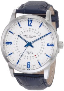 Stuhrling Original Men's 345.3315C16 Classic Jupiter Swiss Quartz Day and Date Blue Watch