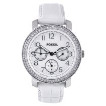 Fossil Women's ES2980 Leather Crocodile Analog with White Dial Watch