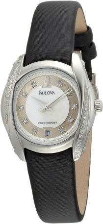 Đồng hồ Bulova Women's 96R140 Precisionist Tanglewood Diamond Black Leather Watch