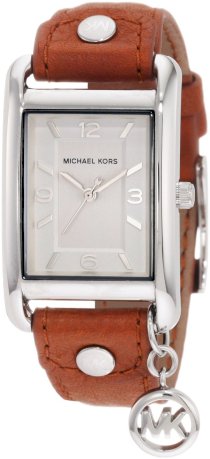 Michael Kors - Quartz Leather Rectangle Charm with Silver Dial Women's Watch - MK2165