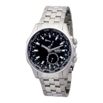 Orient Men's CFA05001B World Time 100m Sapphire Crystal with Carbon Fiber Dial Black Watch