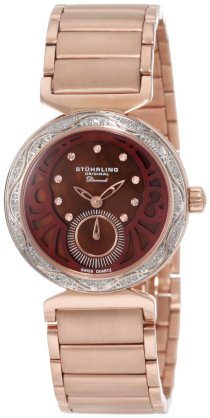 Stuhrling Original Women's 504B.124472 Soiree Elite Diamond Brown Mother-Of-Pearl Dial Watch