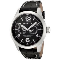 Invicta Men's 0764 II Collection Black Dial Black Leather Watch