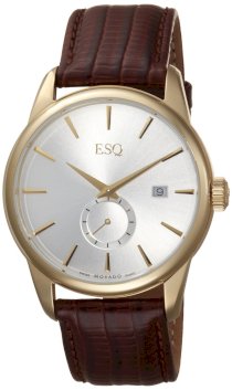 ESQ by Movado Men's 07301372 Chronicle Brown Leather Strap White Round Dial Watch