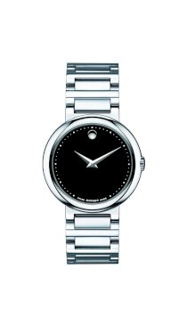 Movado Women's 0606419 Concerto Stainless-Steel Black Round Dial Watch