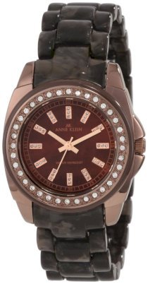 Đồng hồ AK Anne Klein Women's 10/9669BMBN Swarovski Crystal Accented Brown Resin Rosegold-Tone Watch