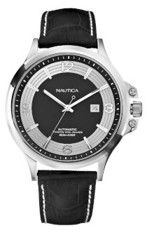 Nautica Men's N26503G BFC Automatic Black Leather Watch