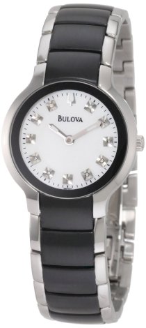 Đồng hồ Bulova Women's 98P127 Diamond Black & silver ion plated Watch