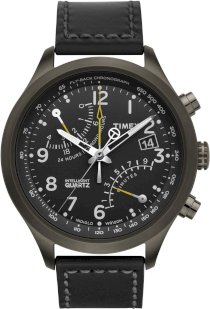 Timex Men's T2N699DH Intelligent Quartz T Series Racing Fly Back Chrono Stainless steel Case Black Strap Watch