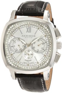 Akribos XXIV Men's AKR462SS Grandoise Multi Function Diamond Swiss Quartz Square Watch