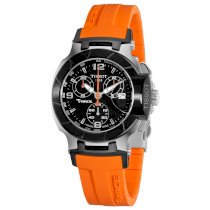 Tissot Women's T0482172705700 T-Race Black Chronograph Dial Orange Strap Watch
