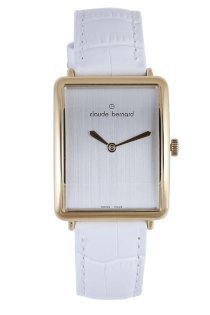 Claude Bernard Women's 21175 37JP A Classic Ladies Rectangular Gold PVD White Leather Watch