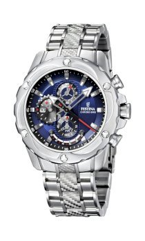 Festina Men's Crono F16525/4 Silver Stainless-Steel Quartz Watch with Blue Dial