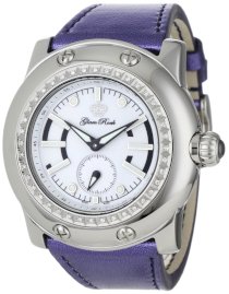 Glam Rock Women's GRD1019 Miami Diamond Accented Metallic Purple Leather Watch