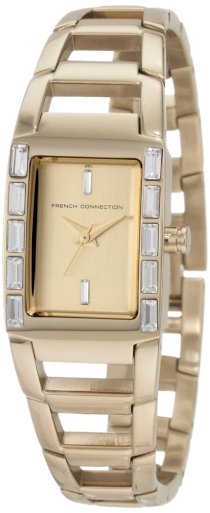 French Connection Women's FC1037G Classic Gold Crystals Watch