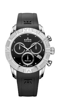 Edox Women's 10405 3 NIN Royal Lady Chronograph Black Dial Rubber Watch