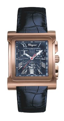 Ferragamo Men's F58LCQ6504 S004 Palagio Brown IP Blue Alligator Strap Chronograph Watch